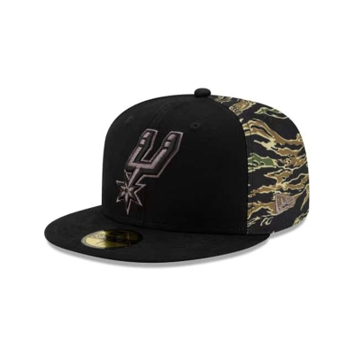 San Antonio Spurs Gorra | New Era NBA Camo Panel 59fifty Fitted Cap Mexico - Negros